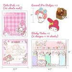 Ohjijinn Cute School Supplies Set, Kawaii Office Supplies, Includes Pencil Case, Ballpoint Pens, Ruler, Sticky Note, Stickers, Enamel Pins, Lanyard with ID Card Holder for Girls Giftsâ¦ from Ohjijinn