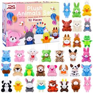 Ruisita 32 Pack Mini Plush Animals Toys Set, Jungle Animal Plush Toys Stuffed Animals Set for Easter Hunts, Basket Stuffers, Easter Party Favor, Goodie Bag Fillers by Ruisita