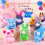 Ruisita 32 Pack Mini Plush Animals Toys Set, Jungle Animal Plush Toys Stuffed Animals Set for Easter Hunts, Basket Stuffers, Easter Party Favor, Goodie Bag Fillers by Ruisita