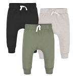 Gerber Baby Boys' Toddler 3-Pack Jogger Pants, Green/Black, 6-9 Months by Gerber