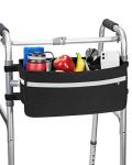 ISSYAUTO Walker Basket, Strap Mount Walker Cup Drink Holder with Two Split Board, Foldable Walker Storage Bag, Best Gift for Family and Friends - Black (Not Fit Rollator Walkers) from ISSYAUTO