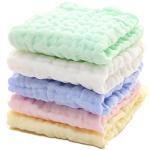 Baby Muslin Washcloths - Natural Muslin Cotton Baby Wipes - Soft Newborn Baby Face Towel and Muslin Washcloth for Sensitive Skin- Baby Registry as Shower, 5 Pack 12x12 inches by MUKIN from Mukin