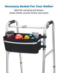 ISSYAUTO Walker Basket, Strap Mount Walker Cup Drink Holder with Two Split Board, Foldable Walker Storage Bag, Best Gift for Family and Friends - Black (Not Fit Rollator Walkers) from ISSYAUTO