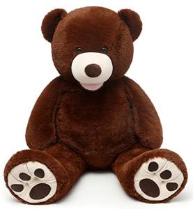 MorisMos Giant Teddy Bear with Big Footprints Big Teddy Bear Plush Stuffed Animals Dark Brown 51 inches from MorisMos