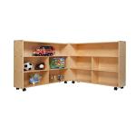 Contender Mobile Folding Supersized Toy Organizer, Bookcase, Craft & Supplies Storage Unit for Classroom, Daycare, Home in Natural Wood Finish by Wood Designs