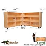 Contender Mobile Folding Supersized Toy Organizer, Bookcase, Craft & Supplies Storage Unit for Classroom, Daycare, Home in Natural Wood Finish by Wood Designs