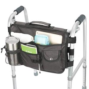 Double Sided Walker Bag, Walker Organizer Pouch Tote for Rollator and Folding Walker (Black) from Uncle Yang