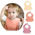 Silicone Bibs For Babies & Toddle 3PCs/Set Soft Waterproof Bibs For Girl,Adjustable Feeding Bib by 