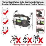 Double Sided Walker Bag, Walker Organizer Pouch Tote for Rollator and Folding Walker (Black) from Uncle Yang