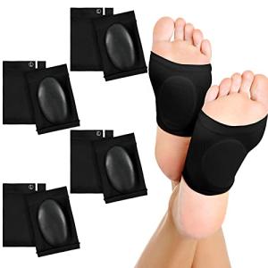 4 Pairs Compression Arch Support Sleeves with Gel Pad Inside Metatarsal Compression Arch Support Brace Cushioned Gel Foot Sleeves for Women Men Flat Foot Pain Relief (Black) by Nuanchu