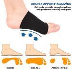 4 Pairs Compression Arch Support Sleeves with Gel Pad Inside Metatarsal Compression Arch Support Brace Cushioned Gel Foot Sleeves for Women Men Flat Foot Pain Relief (Black) by Nuanchu