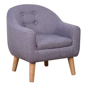 Single Linen Fabric Kids Armchair, Toddler Sofa and Couch with Wooden Legs, Ideal Children Seat for Children Gift (Gray) by KOPOO