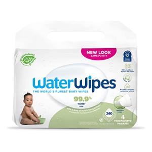 WaterWipes Textured Clean Baby Wipes, 99.9% Water, Unscented & Hypoallergenic for Baby & Toddlers, 4 Packs (240 Count) by Irish Breeze