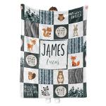 MDPrints Woodland Personalized Baby Blankets - Custom Baby Blanket with Name for Boys - Soft Plush Fleece (Woodland 214b) by MDPrints Global