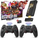 Wireless Retro Game Console, Equipped with 64G TF Card Plug and Play, Nostalgia Game Stick 4K 20000+ Games Built-in, 9 Classic Emulators, with Dual 2.4G Wireless Controllers, Black by RetroStick