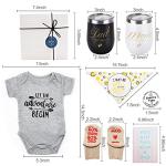 Pregnancy Gifts for First Time Moms Dad, Mommy and Daddy Est 2022 Stainless Steel Wine Tumbler Set with Onesie Baby Socks Drool Bib and Decision Coin - Top New Parents Gifts Idea for Gender Reveal from Kjtao