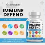 Immune Defense Support Supplement 8 in 1 w/ Zinc 50mg Quercetin, VIT C 1000mg, Vitamin D3 5000 IU, Elderberry, Turmeric Curcumin, Ginger, Echinacea - Immunity System Booster Adults Vegan - 60Ct (USA) by Clean Nutraceuticals