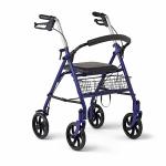Medline Basic Steel Folding Rollator Walker with 8" Wheels and Basket, Blue from Medline