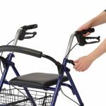 Medline Basic Steel Folding Rollator Walker with 8" Wheels and Basket, Blue from Medline