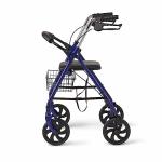 Medline Basic Steel Folding Rollator Walker with 8" Wheels and Basket, Blue from Medline