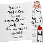 Ocean Drop 100% Cotton Muslin Swaddle Baby Blanket â âChild of Godâ Quote with Gift Box for Baptism, Christening, Godson, Goddaughter, Boy or Girl, Baby Shower â Super Soft, Breathable, Large â47x47â by Ocean Drop Designs