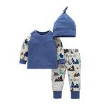 YIJIUJIU Toddler 3 Piece Outfits Baby Boys Clothes Mountains Adventure Tops +Pants Set With Hat ,Blue, 6-12 Months by 