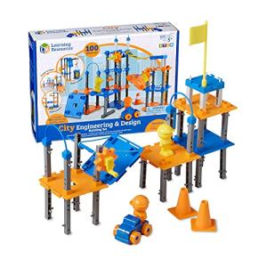Learning Resources City Engineering and Design Building Set, Engineer STEM Toy, Construction Toys, 100 Pieces, Simple Machines Kids, Ages 5+ from Learning Resources