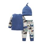 YIJIUJIU Toddler 3 Piece Outfits Baby Boys Clothes Mountains Adventure Tops +Pants Set With Hat ,Blue, 6-12 Months by 