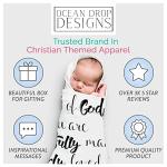 Ocean Drop 100% Cotton Muslin Swaddle Baby Blanket â âChild of Godâ Quote with Gift Box for Baptism, Christening, Godson, Goddaughter, Boy or Girl, Baby Shower â Super Soft, Breathable, Large â47x47â by Ocean Drop Designs