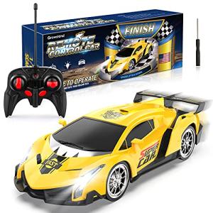 Growsland Remote Control Car, RC Cars Xmas Gifts for Kids 1/18 Electric Sport Racing Hobby Toy Car Yellow Model Vehicle for Boys Girls Adults with Lights and Controller by Growsland