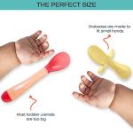Grabease Baby and Toddler Self-Feeding Utensils â Spoon and Fork Set for Baby-Led Weaning â Made of Non-Toxic Plastic â Featuring Protective Barriers to Prevent Choking and Gagging by Elli&Nooli