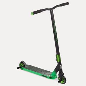 Mongoose Rise 100 Pro Youth and Adult Freestyle Kick Scooter, High Impact 110mm Wheels, Bike-Style Grips, Lightweight Alloy Deck, Black/Green from Pacific Cycle, Inc.