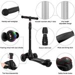 Allek Kick Scooter B03, Lean 'N Glide 3-Wheeled Push Scooter with Extra Wide PU Light-Up Wheels, Any Height Adjustable Handlebar and Strong Thick Deck for Children from 3-12yrs (Black) from Allek