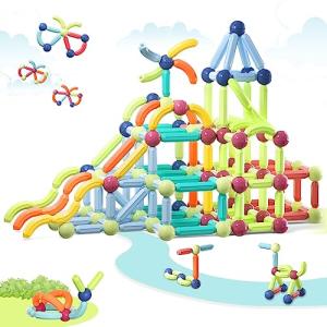 Boys Girls Toys Age 4-5,Little Boy Girl Toys Magnetic Blocks Sticks Tiles Construction Building, Learning Education Stem Preschool Toddler Kids Toys for 3+ Year Old, Montessori Toys for Toddlers Gifts by BigShu