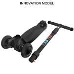 Allek Kick Scooter B03, Lean 'N Glide 3-Wheeled Push Scooter with Extra Wide PU Light-Up Wheels, Any Height Adjustable Handlebar and Strong Thick Deck for Children from 3-12yrs (Black) from Allek