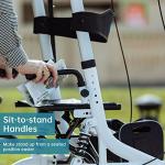 ELENKER Upright Rollator Walker, Stand Up Rollator Walker with Shock Absorber, 10â Front Wheels and Carrying Pouch, Suitable for Outdoor, White by ELENKER