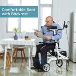 ELENKER Upright Rollator Walker, Stand Up Rollator Walker with Shock Absorber, 10â Front Wheels and Carrying Pouch, Suitable for Outdoor, White by ELENKER