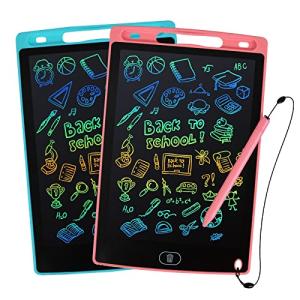 LCD Writing Tablet, 2 Packs Drawing Pads for Kids 3 4 5 6 Years Old 8.5 Inch Colorful Lines Doodle Scribble Boards Educational Toys for Boys Girls Road Trip EssentialsTravel Game Toys,Pink+Blue by shenzhenshiyintukejiyouxiangongsi