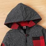 Toddler Baby Boy Clothes Plaid Pocket Hoodie Sweatshirt+Pants Outfits Set (GreyRed/100) by 
