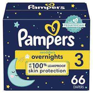 Pampers Diapers Size 3, 66 Count - Swaddlers Overnights Disposable Baby Diapers, Super Pack (Packaging May Vary) by Procter & Gamble