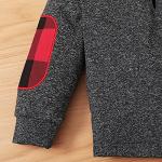 Toddler Baby Boy Clothes Plaid Pocket Hoodie Sweatshirt+Pants Outfits Set (GreyRed/100) by 