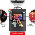 H Helteko Car Seat Protector with Thickest Padding + Backseat Car Organizer, XL Largest Car Seat Cover for Child Baby Carseat, Waterproof & Durable 600D Fabric, Kick Mat Back Seat w/Storage Pockets by H Helteko