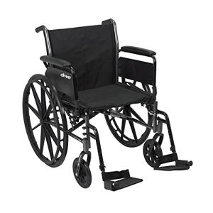 Drive Medical Cruiser III Light Weight Wheelchair with Various Flip Back Arm Styles and Front Rigging Options, Flip Back Removable Full Arms/Swing away Footrests, Black, 20 Inch from Drive Medical