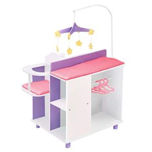 Olivia's Little World - Little Princess Baby Doll Changing Station, Baby Care Activity Center, Role Play Nursery Center with Storage for Dolls Accessories - White by Teamson Design Corp - DROP SHIP