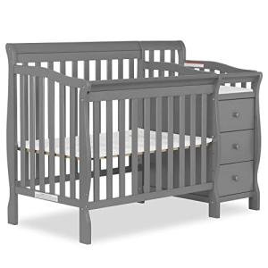 Dream On Me Jayden 4-in-1 Mini Convertible Crib And Changer in Storm Grey, Greenguard Gold Certified from Dream on Me Dropship