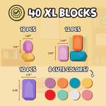 BUNMO XL Stacking Rocks 40pcs. Choking Test Certified & Eco-Friendly Wooden Stacking Stones. Fun Blocks for Toddlers 1-3, Building Blocks, Toddler Toys, or Montessori Toys for 1 Year Old+ from BUNMO
