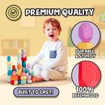 BUNMO XL Stacking Rocks 40pcs. Choking Test Certified & Eco-Friendly Wooden Stacking Stones. Fun Blocks for Toddlers 1-3, Building Blocks, Toddler Toys, or Montessori Toys for 1 Year Old+ from BUNMO
