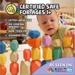 BUNMO XL Stacking Rocks 40pcs. Choking Test Certified & Eco-Friendly Wooden Stacking Stones. Fun Blocks for Toddlers 1-3, Building Blocks, Toddler Toys, or Montessori Toys for 1 Year Old+ from BUNMO