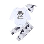 3Pcs Newborn Baby Boy Girl Elephant Outfits Long Sleeve Little Peanut Romper Bodysuit+Leggings Pants+Hat Fall Winter Clothes (3Pcs Elephant Set, 6-12 Months) from 