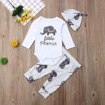 3Pcs Newborn Baby Boy Girl Elephant Outfits Long Sleeve Little Peanut Romper Bodysuit+Leggings Pants+Hat Fall Winter Clothes (3Pcs Elephant Set, 6-12 Months) from 